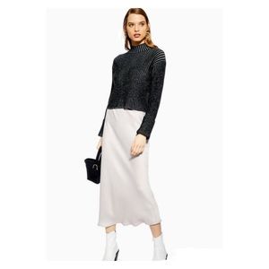 NWT Topshop Satin Bias Midi Skirt